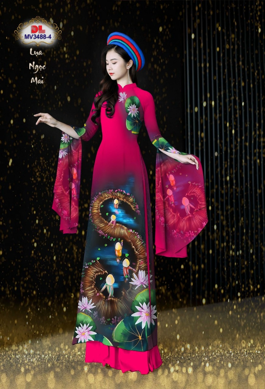 Vải áo dài lụa ngọc mai, hoa sen dlmv-3488 - Ảnh 21