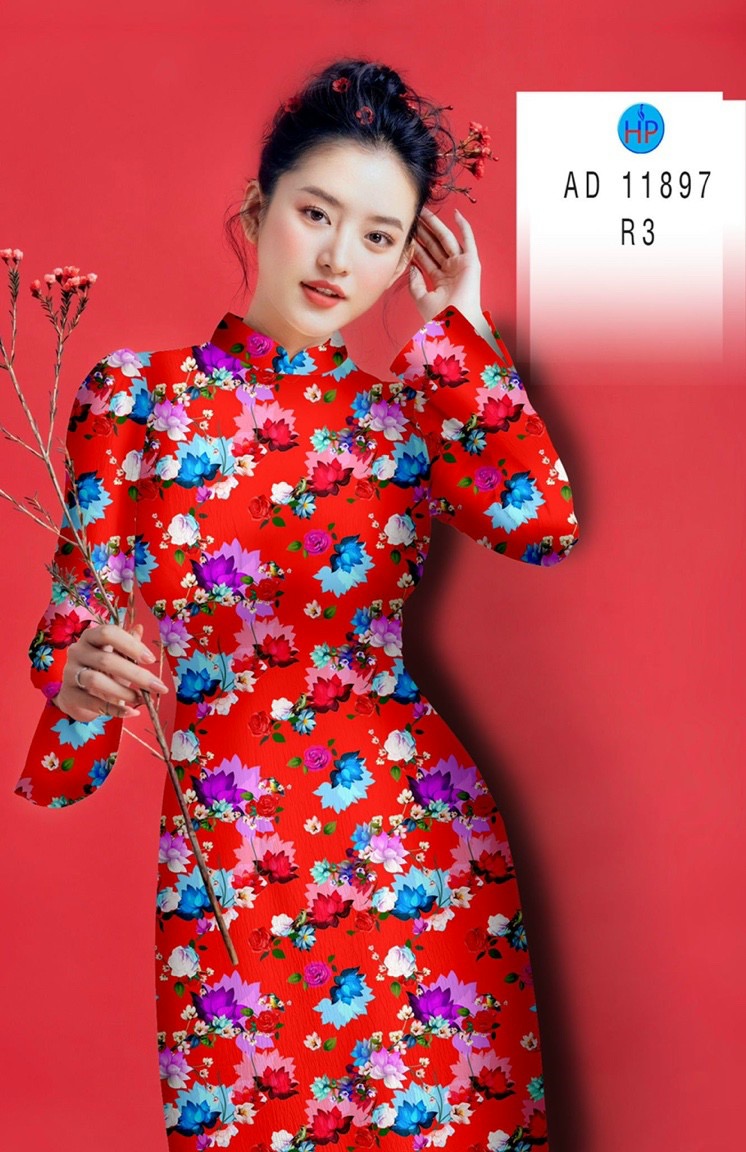 Vải áo dài hoa đều ad 11897 - Ảnh 2