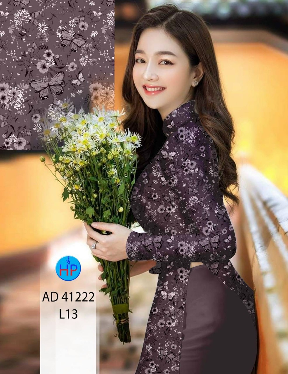 Vải áo dài hoa đều ad 41222 - Ảnh 7