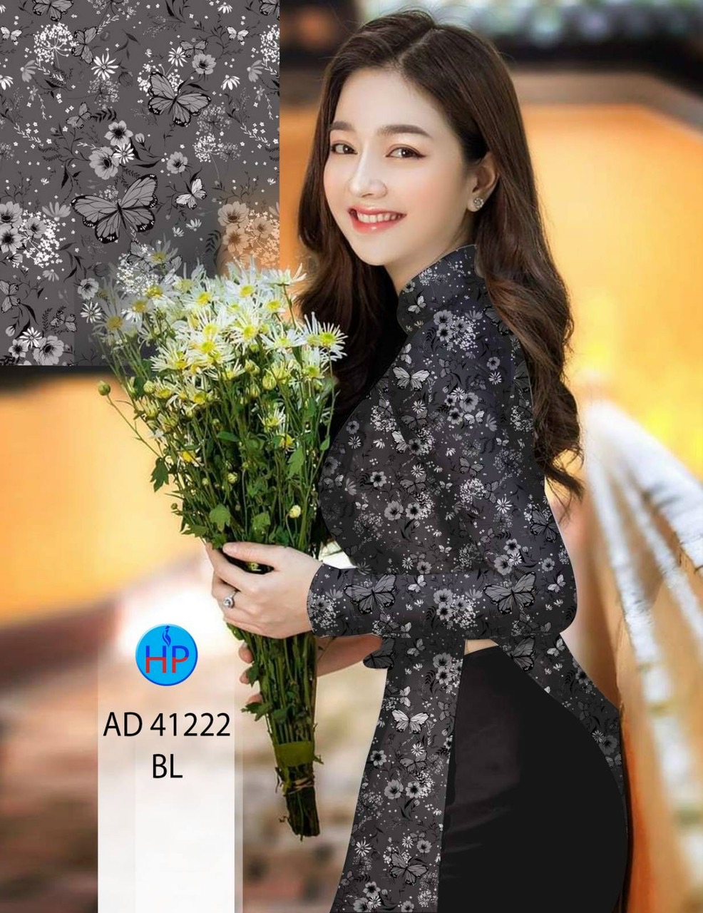 Vải áo dài hoa đều ad 41222 - Ảnh 11