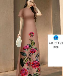 Vải áo dài hoa hồng ad 22159