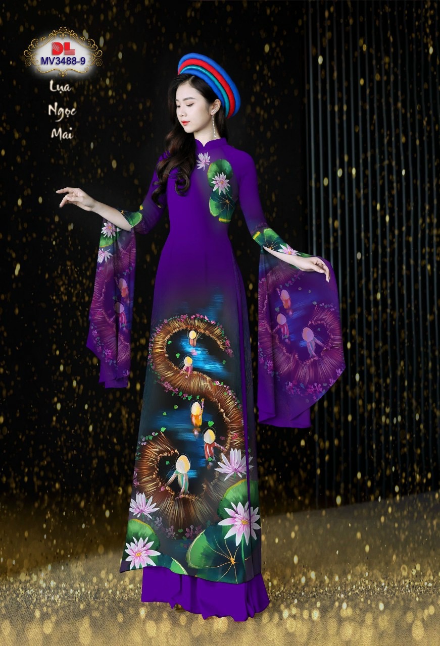 Vải áo dài lụa ngọc mai, hoa sen dlmv-3488 - Ảnh 17