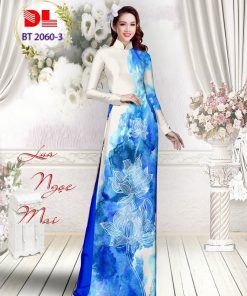 Vải áo dài lụa ngọc mai, hoa sen dlbt-2060