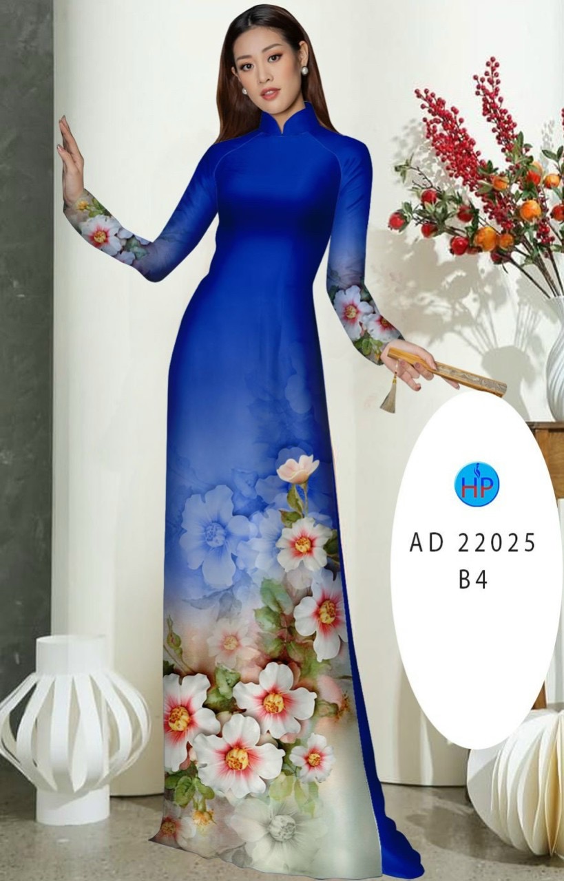 Vải áo dài hoa 3d ad 22025