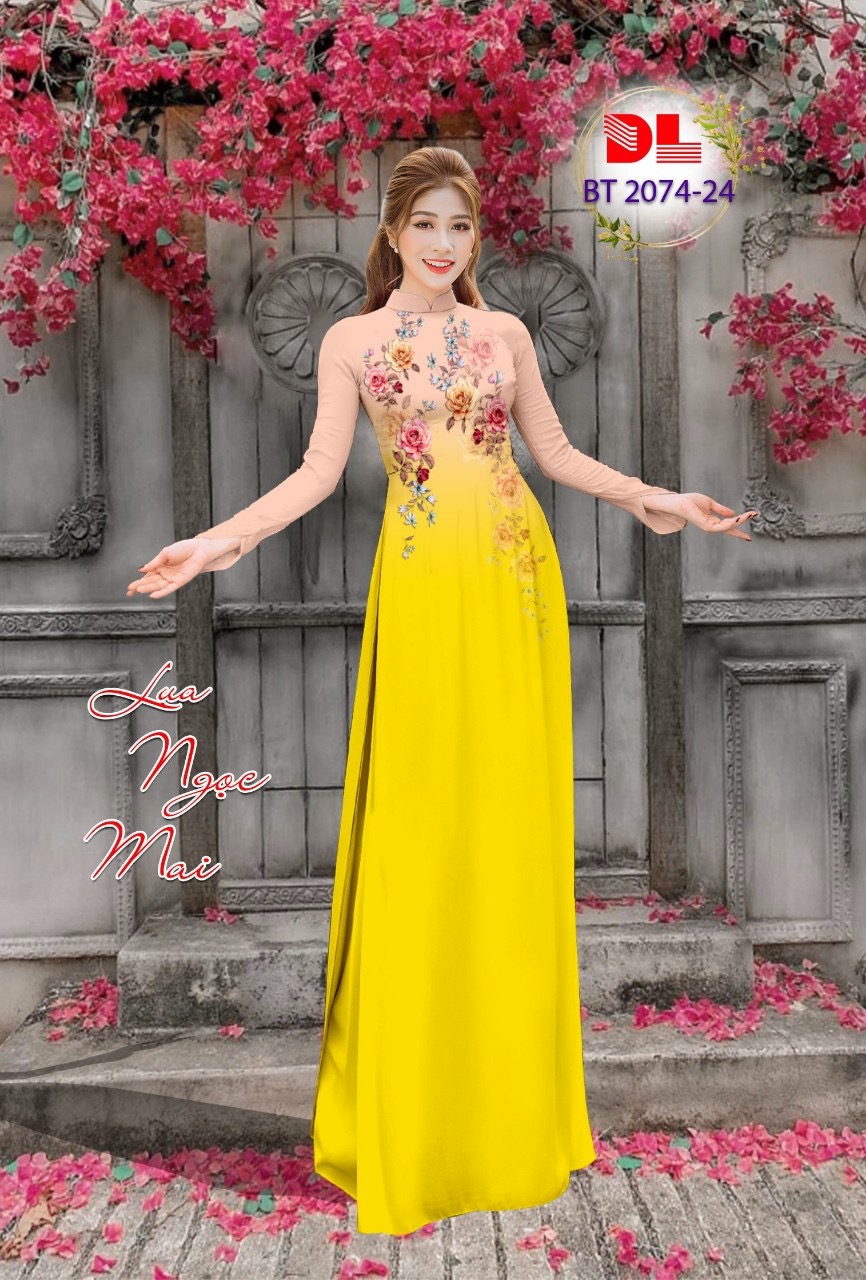 Vải áo dài lụa ngọc mai hoa 3d dlbt-2074 - Ảnh 3