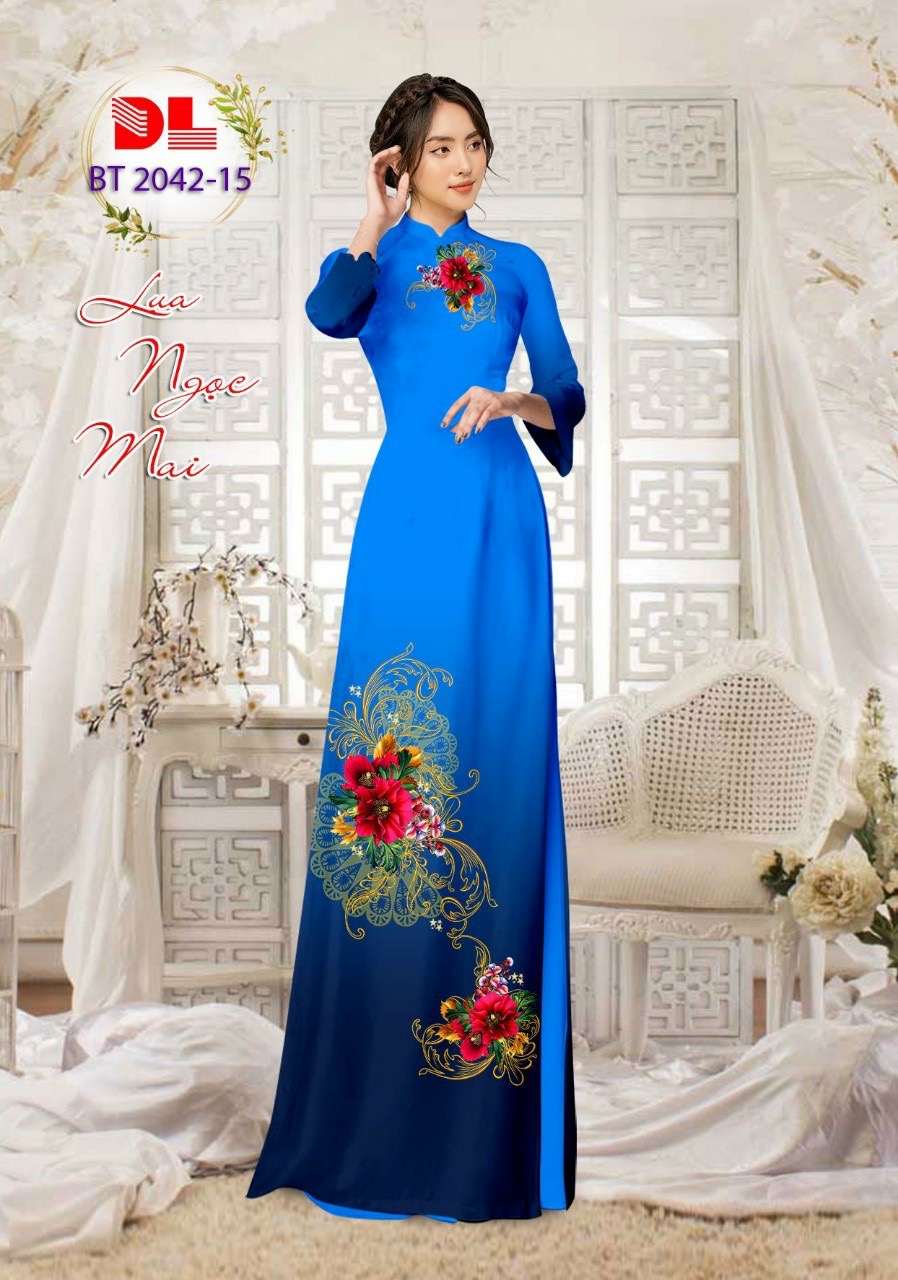 Vải áo dài hoa 3d dlbt-2042 - Ảnh 12