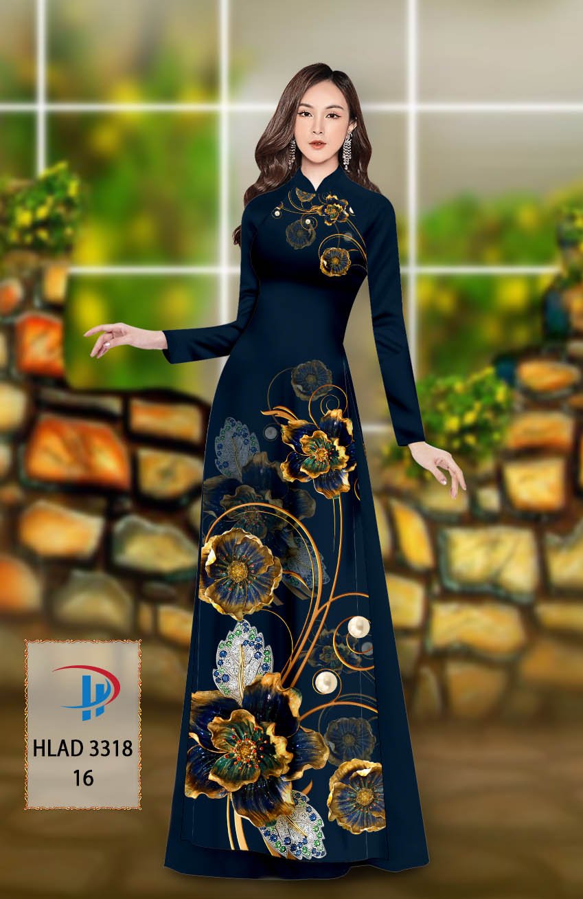 Vải áo dài hoa 3d hlad-3318 - Ảnh 3