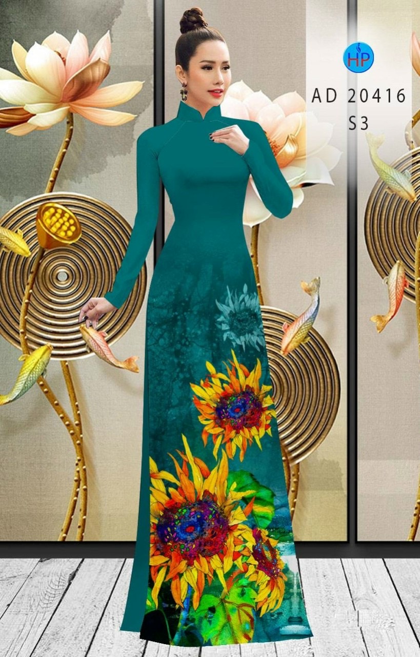 Vải áo dài hoa hướng dướng ad 20416 - Ảnh 16