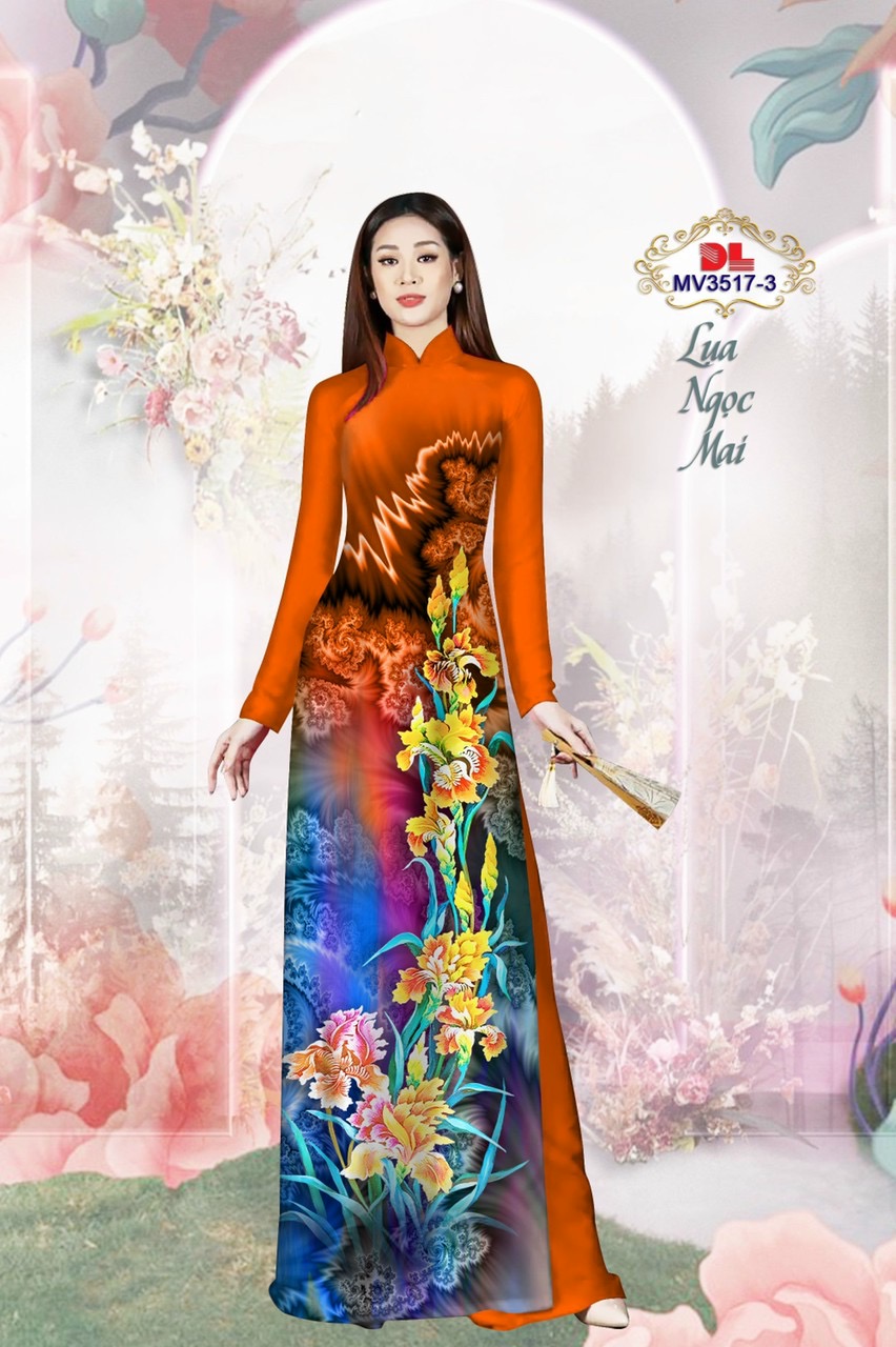 Vải áo dài lụa ngọc mai hoa 3d dlmv-3517 - Ảnh 17