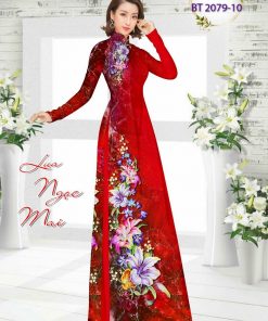 Vải áo dài hoa 3d dlbt-2079