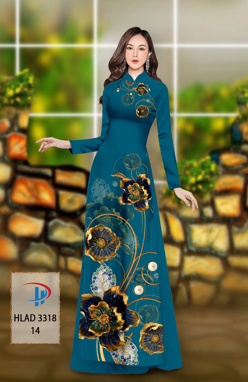 Vải áo dài hoa 3d hlad-3318 - Ảnh 4