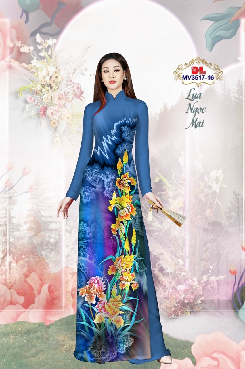 Vải áo dài lụa ngọc mai hoa 3d dlmv-3517 - Ảnh 6