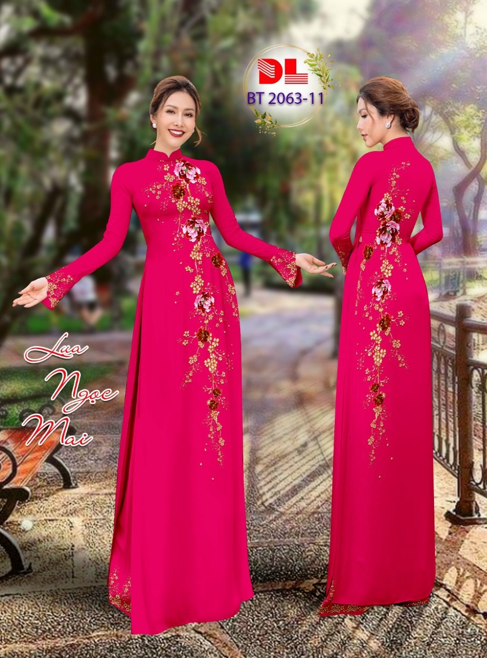 Vải áo dài hoa 3d dlbt-2063 - Ảnh 2