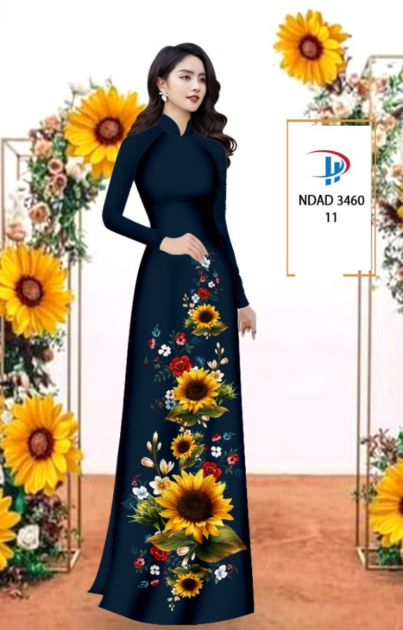 Vải áo dài hoa hướng dương ndad-3460 - Ảnh 2
