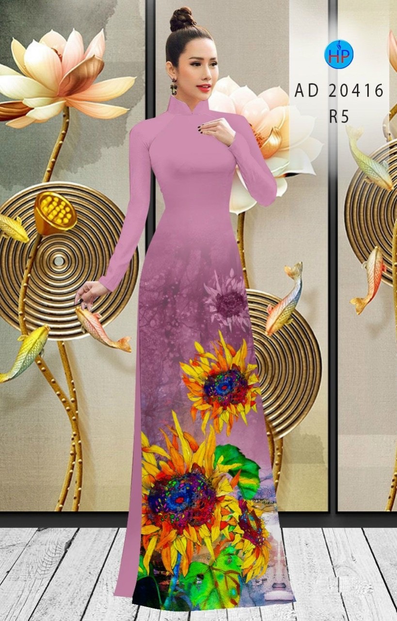 Vải áo dài hoa hướng dướng ad 20416 - Ảnh 13