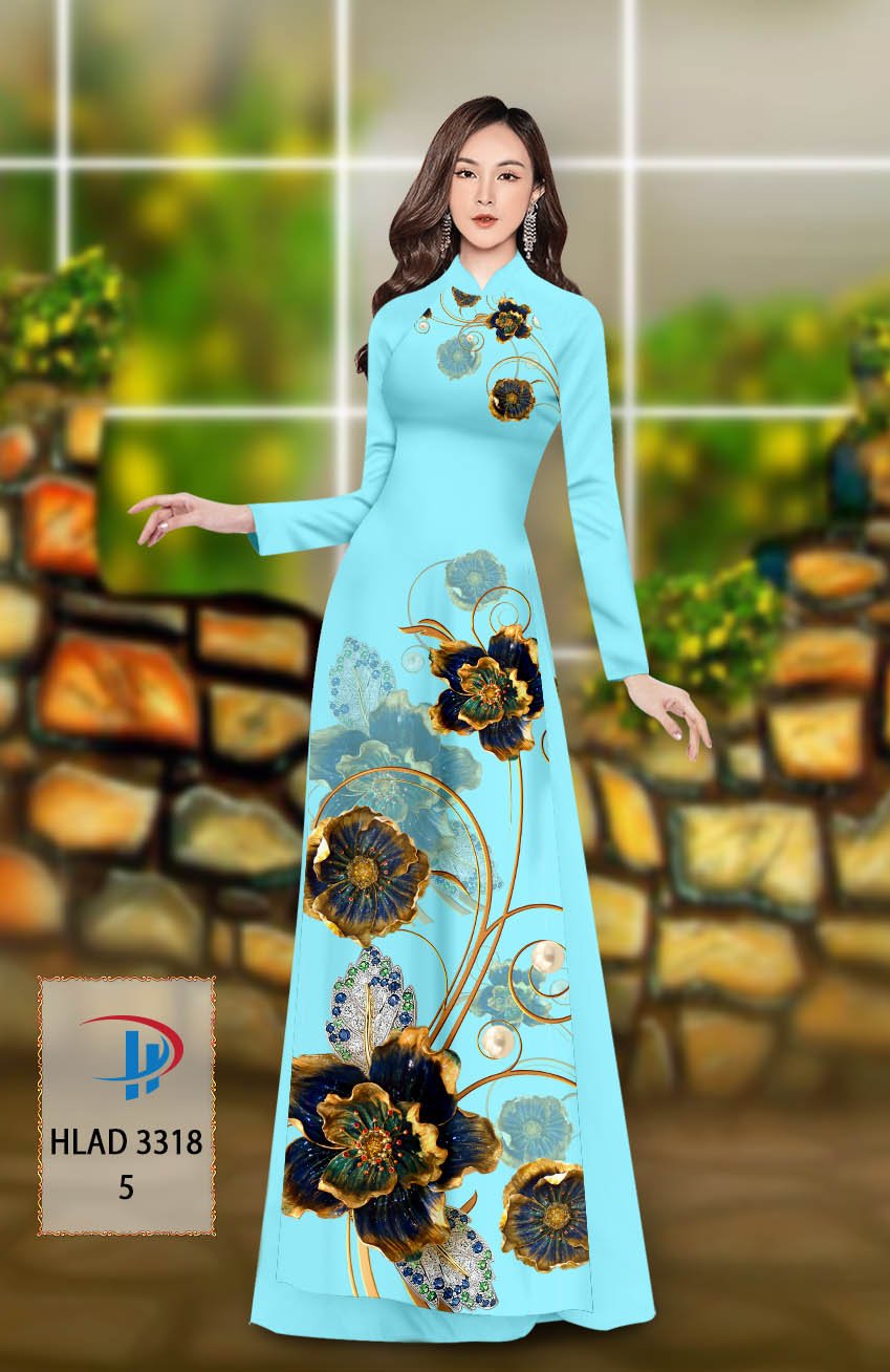 Vải áo dài hoa 3d hlad-3318 - Ảnh 18