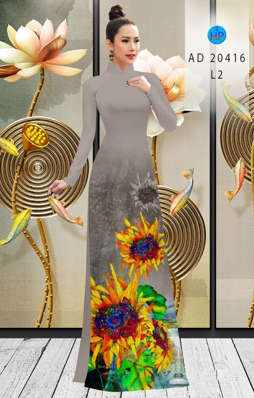 Vải áo dài hoa hướng dướng ad 20416 - Ảnh 10