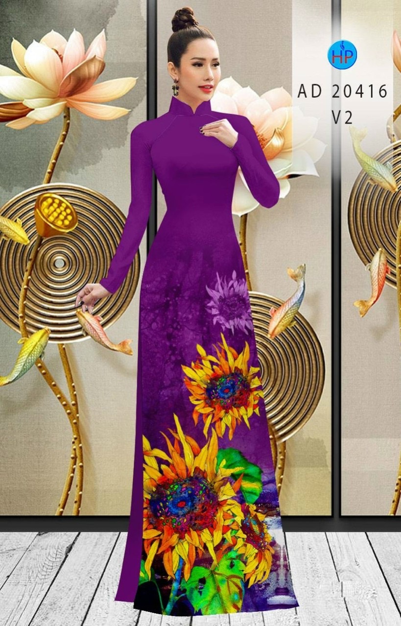 Vải áo dài hoa hướng dướng ad 20416 - Ảnh 17