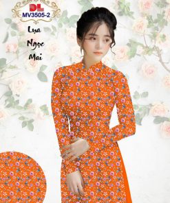 Alternative view of Vải áo dài lụa ngọc mai hoa nhí dlmv3505
