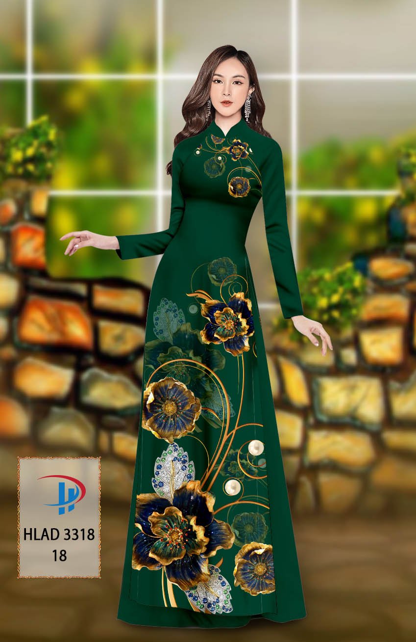 Vải áo dài hoa 3d hlad-3318 - Ảnh 8