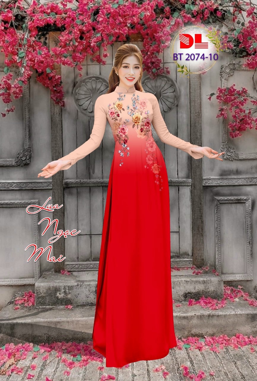 Vải áo dài lụa ngọc mai hoa 3d dlbt-2074