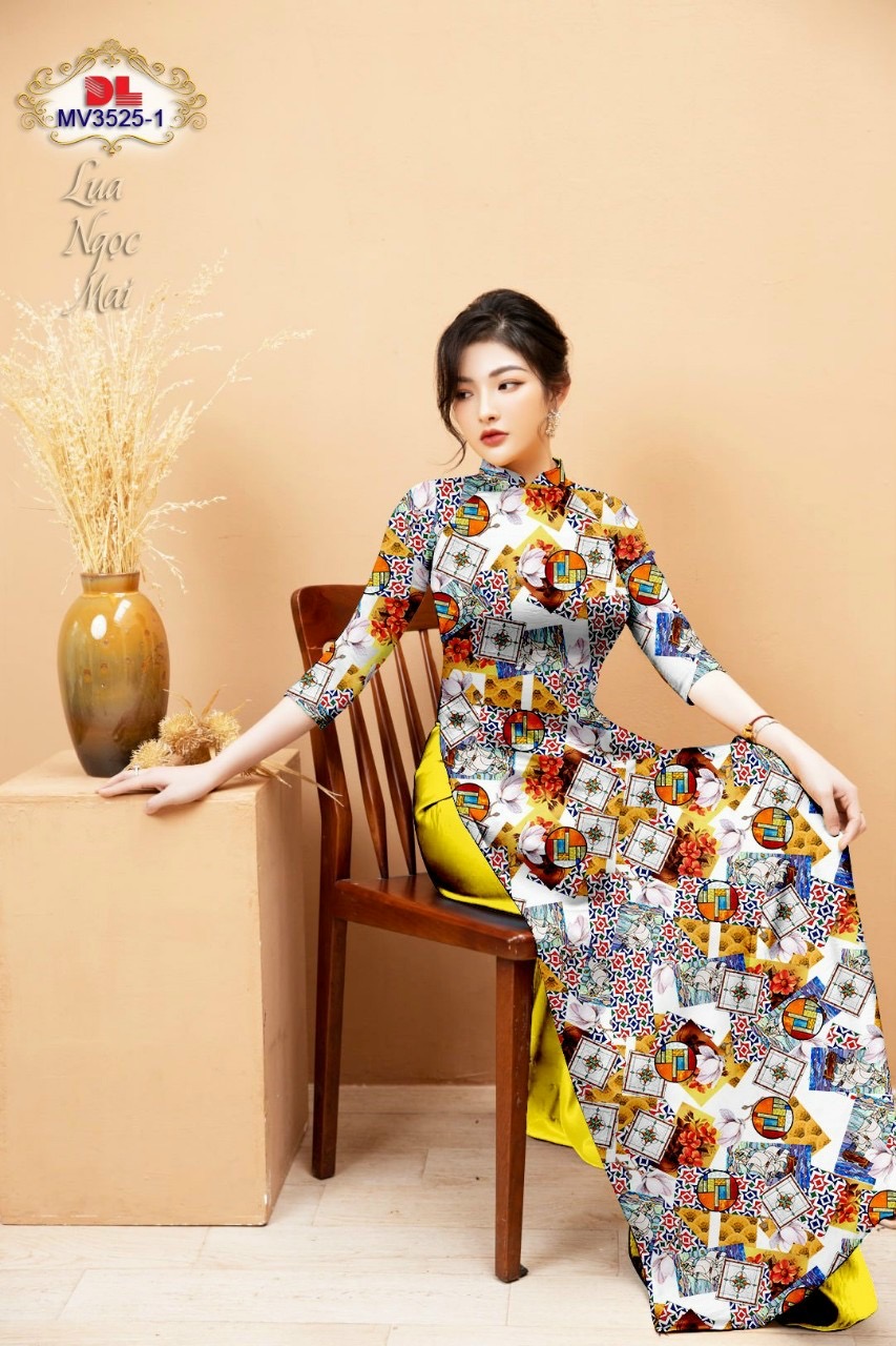 Vải áo dài hoa văn đều dlmv-3525