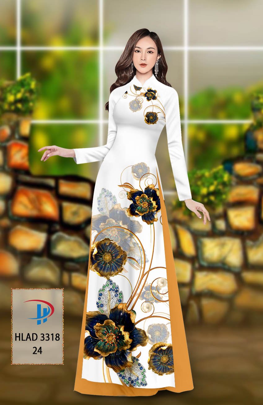Vải áo dài hoa 3d hlad-3318 - Ảnh 17