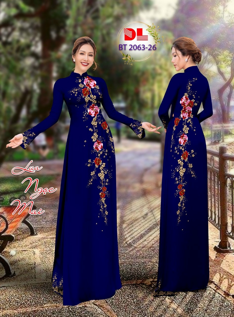 Vải áo dài hoa 3d dlbt-2063 - Ảnh 9