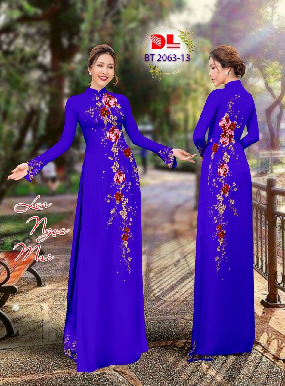 Vải áo dài hoa 3d dlbt-2063 - Ảnh 4