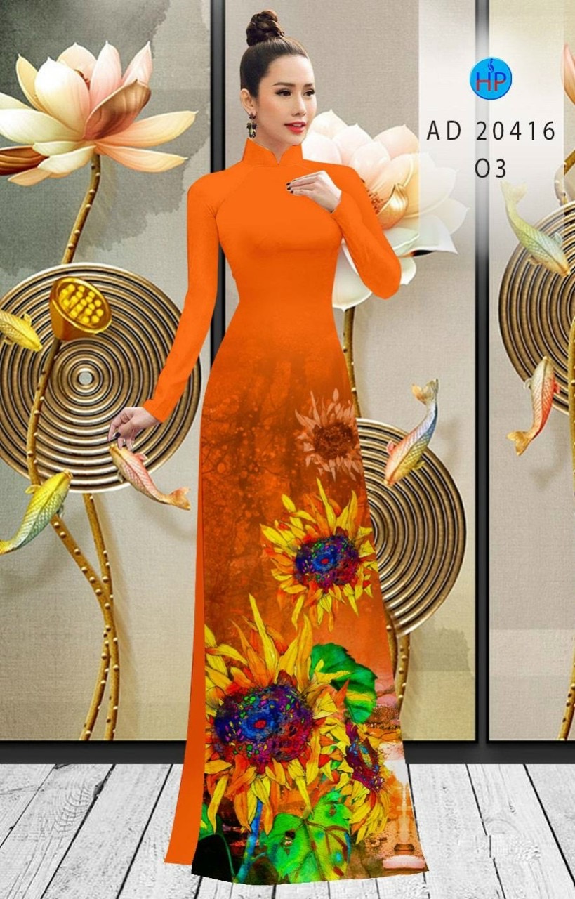 Vải áo dài hoa hướng dướng ad 20416
