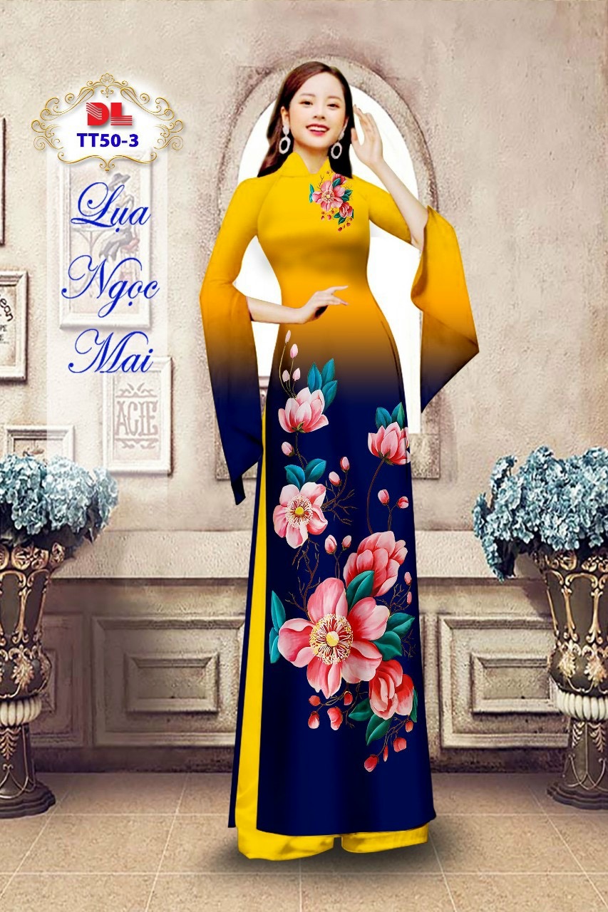 Vải áo dài hoa 3d dltt-50 - Ảnh 6