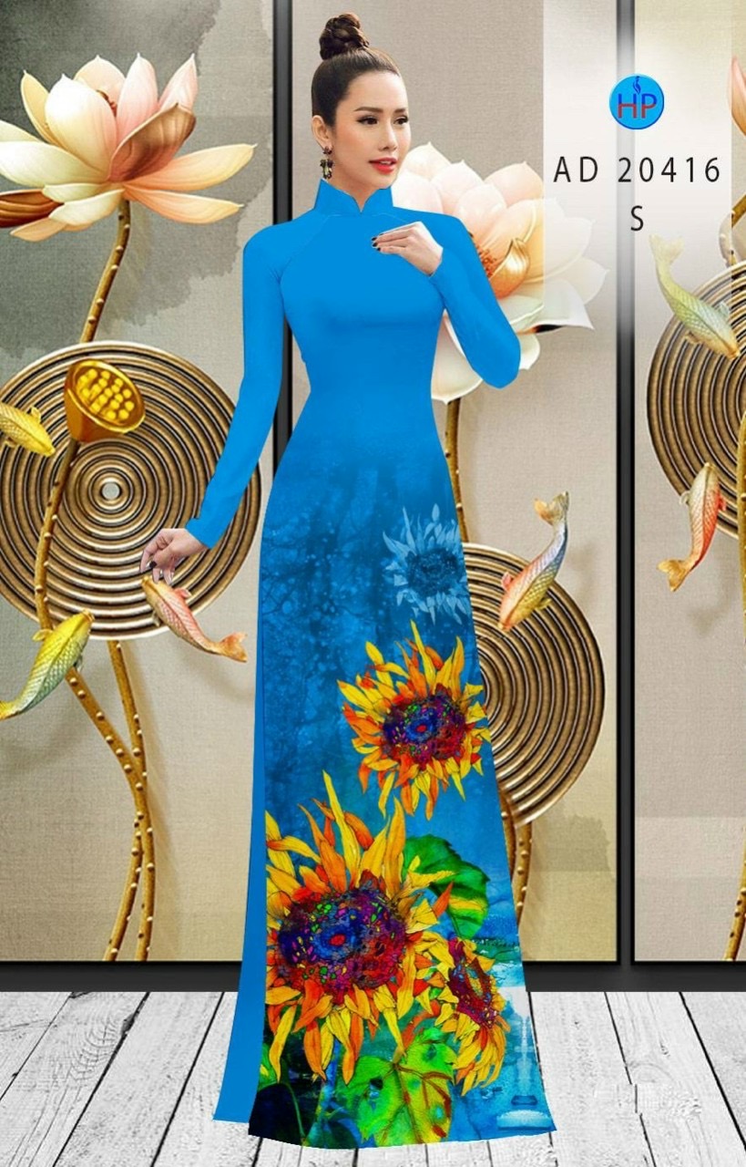Vải áo dài hoa hướng dướng ad 20416 - Ảnh 9