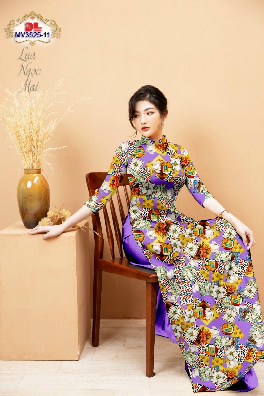 Vải áo dài hoa văn đều dlmv-3525 - Ảnh 9