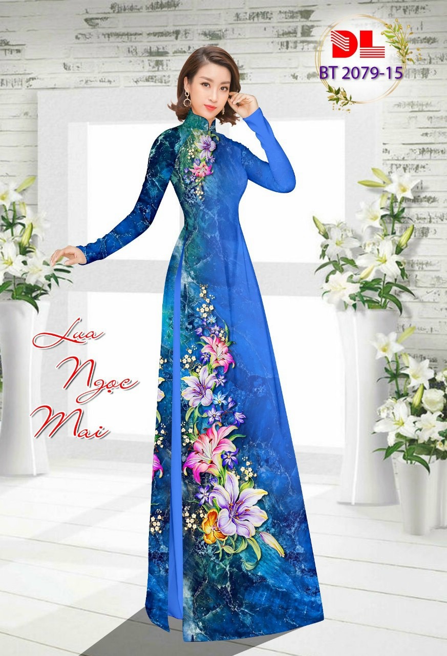 Vải áo dài hoa 3d dlbt-2079 - Ảnh 14
