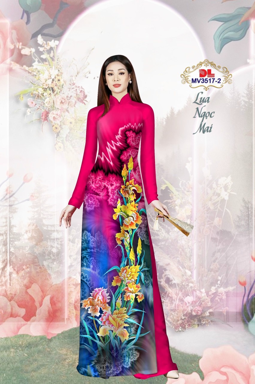 Vải áo dài lụa ngọc mai hoa 3d dlmv-3517 - Ảnh 13