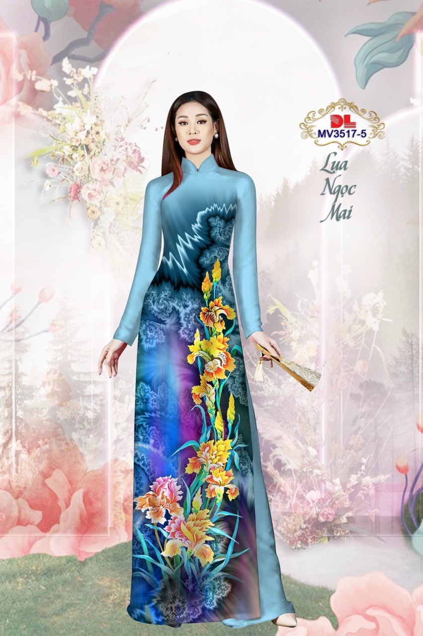 Vải áo dài lụa ngọc mai hoa 3d dlmv-3517 - Ảnh 21