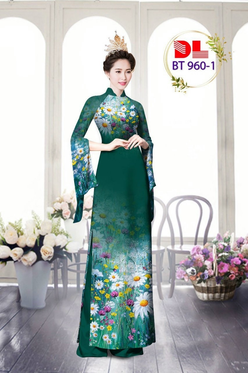 Vải áo dài hoa trên dưới dlbt-960 - Ảnh 2