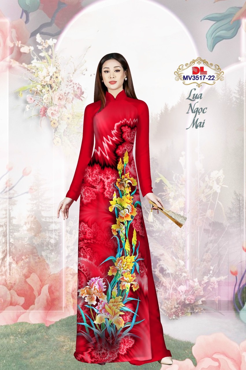 Vải áo dài lụa ngọc mai hoa 3d dlmv-3517 - Ảnh 3
