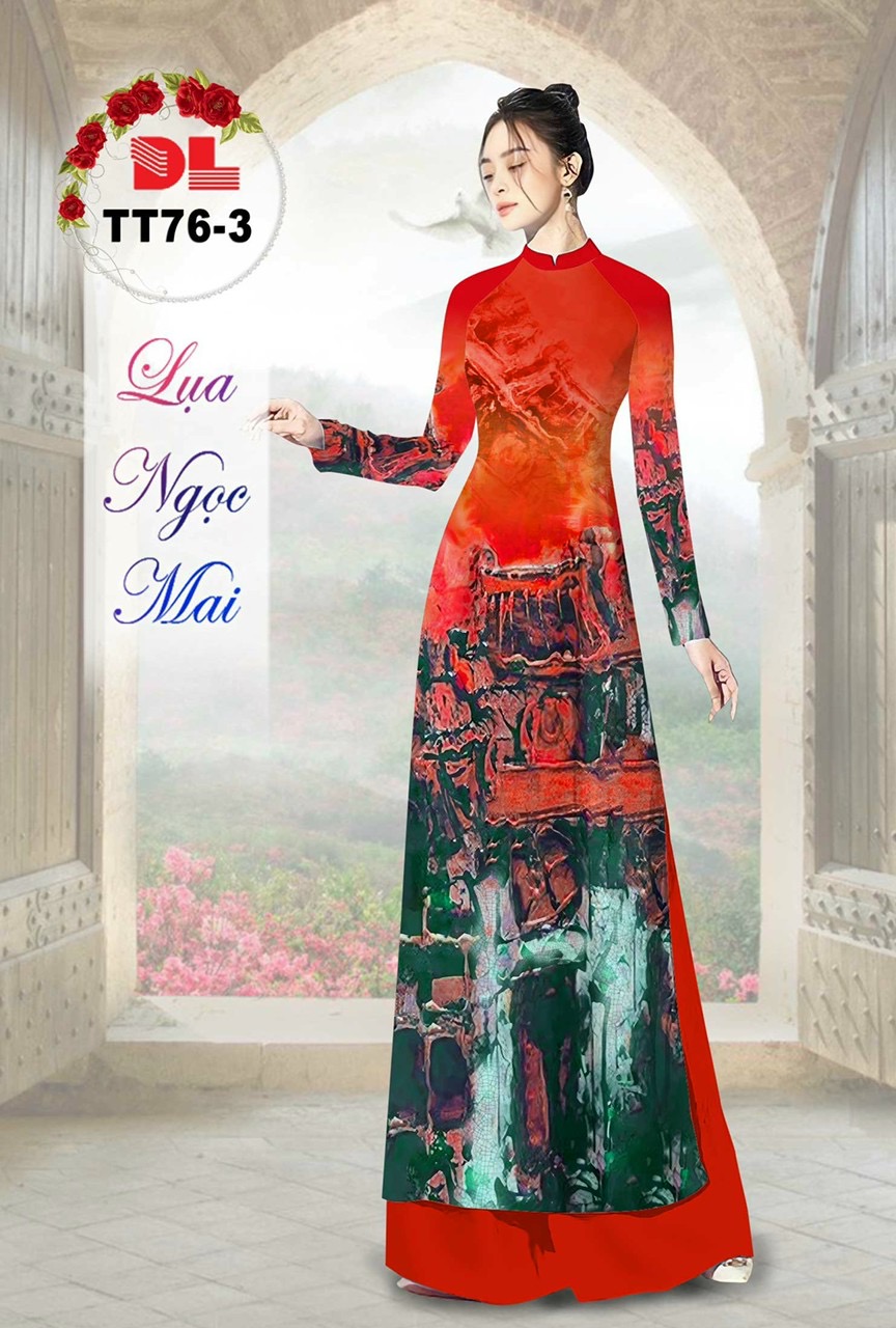 Vải áo dài lụa ngọc mai hoa văn dltt-76 - Ảnh 3