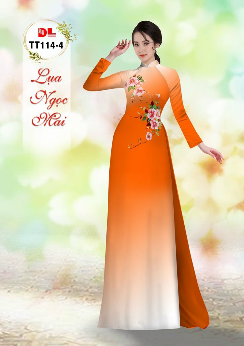 Vải áo dài hoa 3d dltt-114 - Ảnh 2