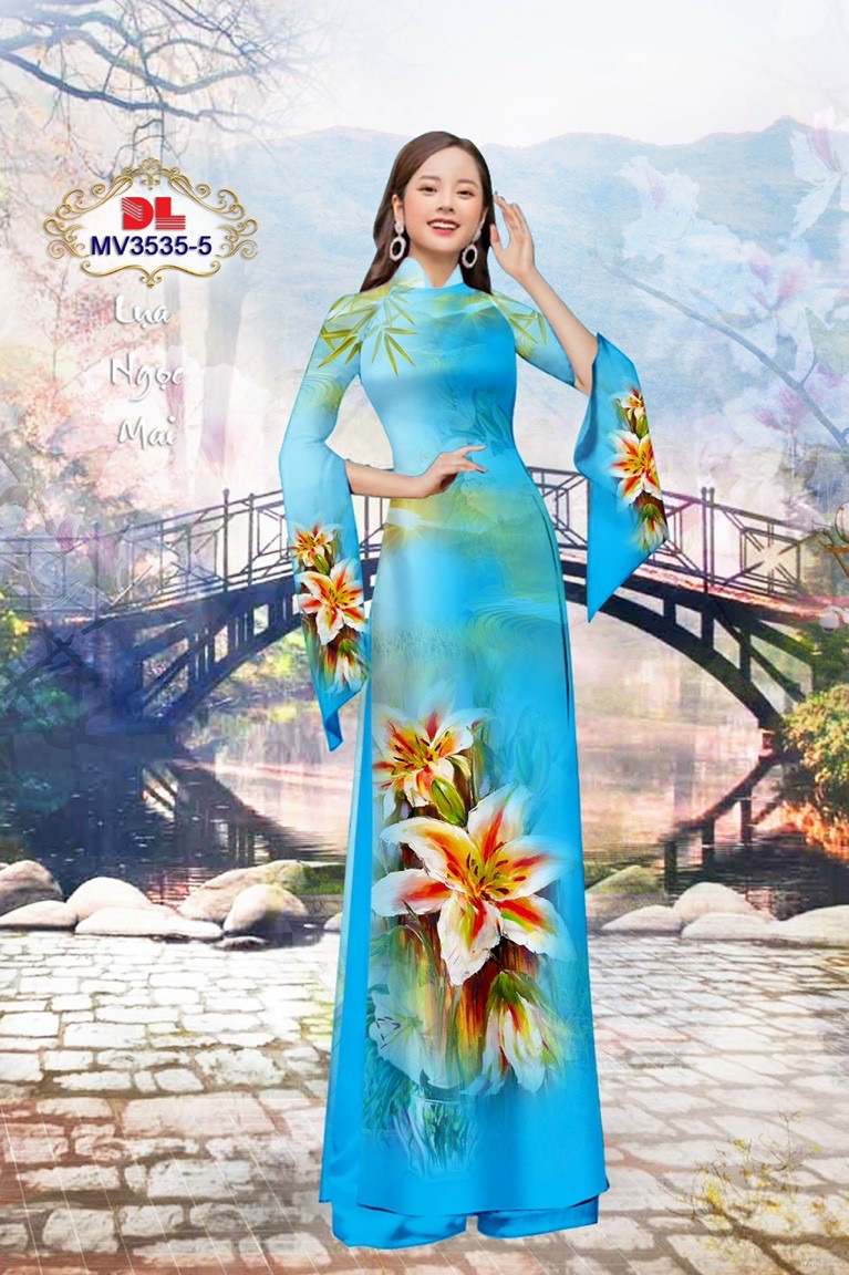 Vải áo dài hoa ly dlmv-3535 - Ảnh 9