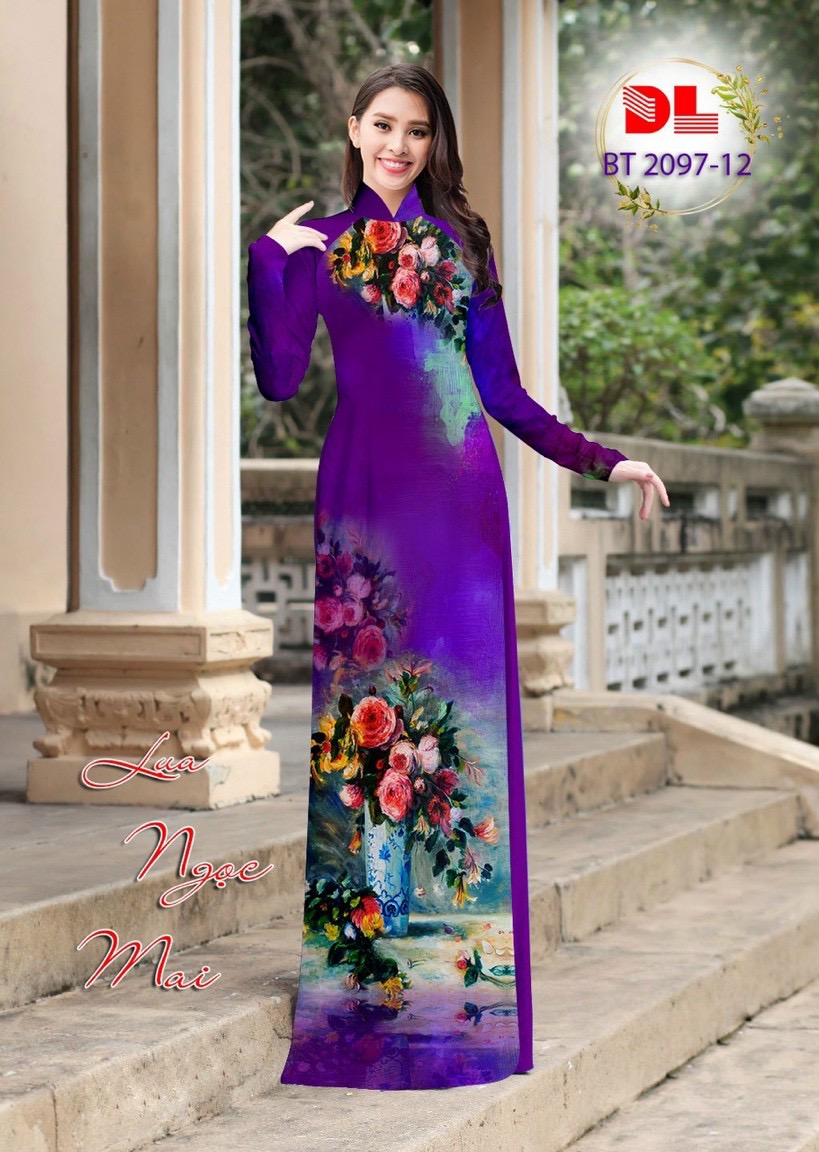 Vải áo dài hoa trên dưới dlbt-2097 - Ảnh 5