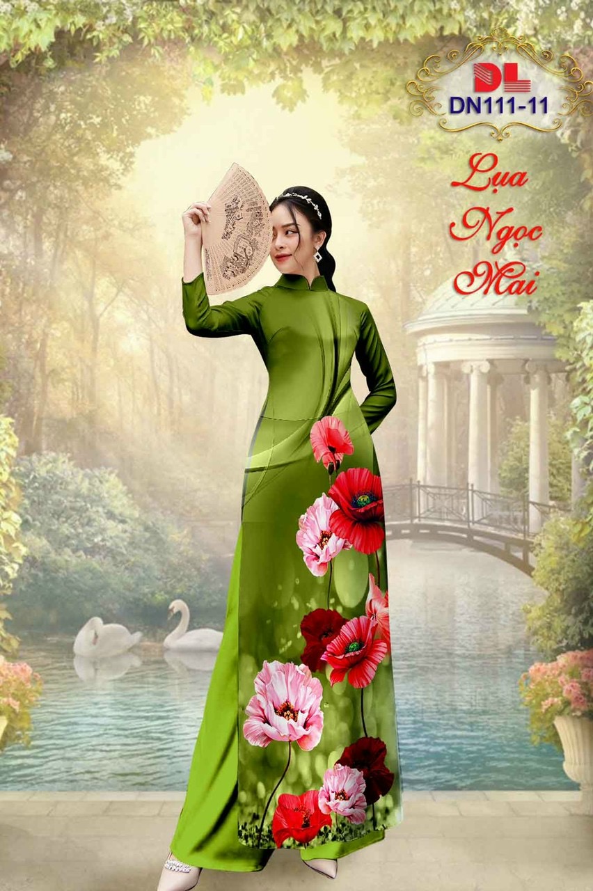 Vải áo dài hoa 3d dldn-111 - Ảnh 13