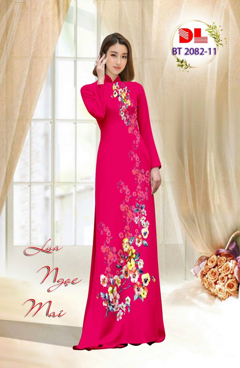 Vải áo dài hoa 3d dlbt-2082 - Ảnh 4