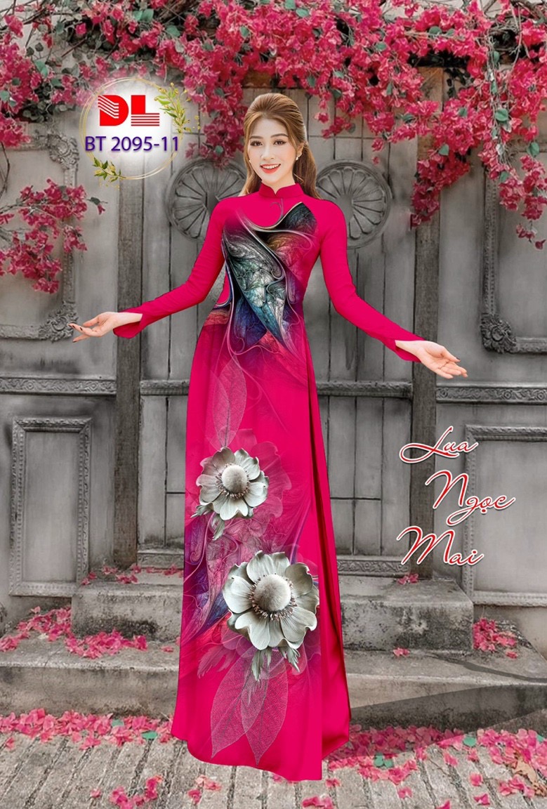 Vải áo dài hoa 3d dlbt-2095 - Ảnh 6