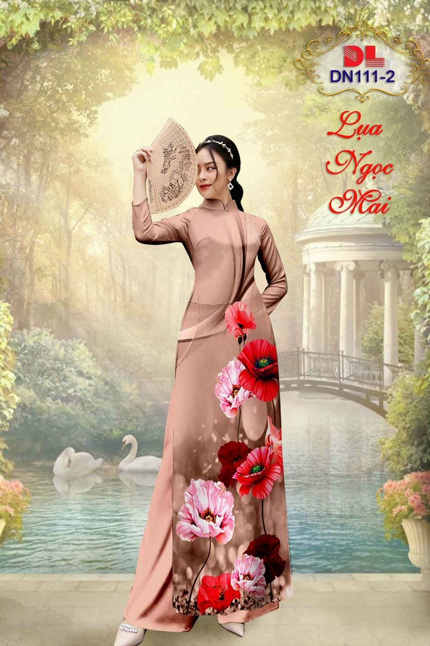 Vải áo dài hoa 3d dldn-111 - Ảnh 8