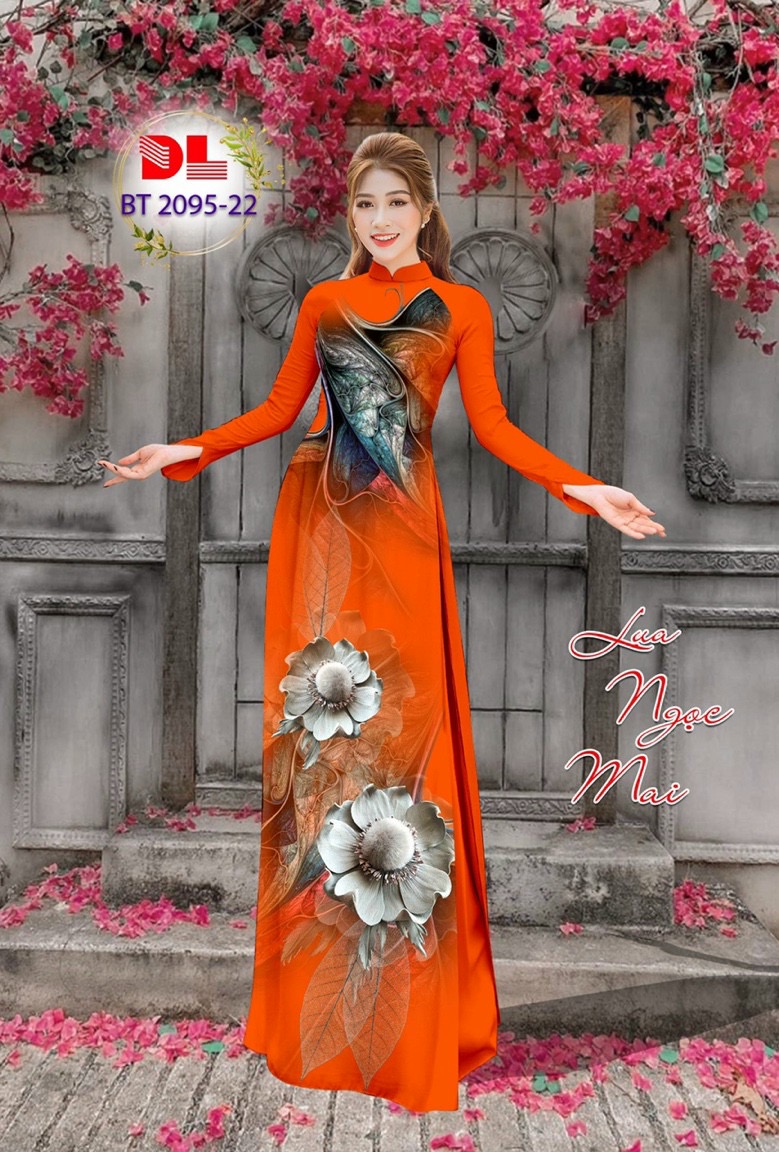 Vải áo dài hoa 3d dlbt-2095 - Ảnh 4