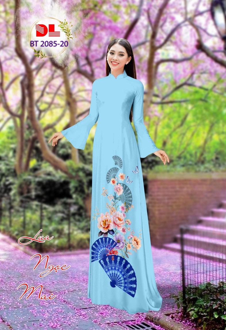 Vải áo dài hoa và quạt dlbt-2085 - Ảnh 13