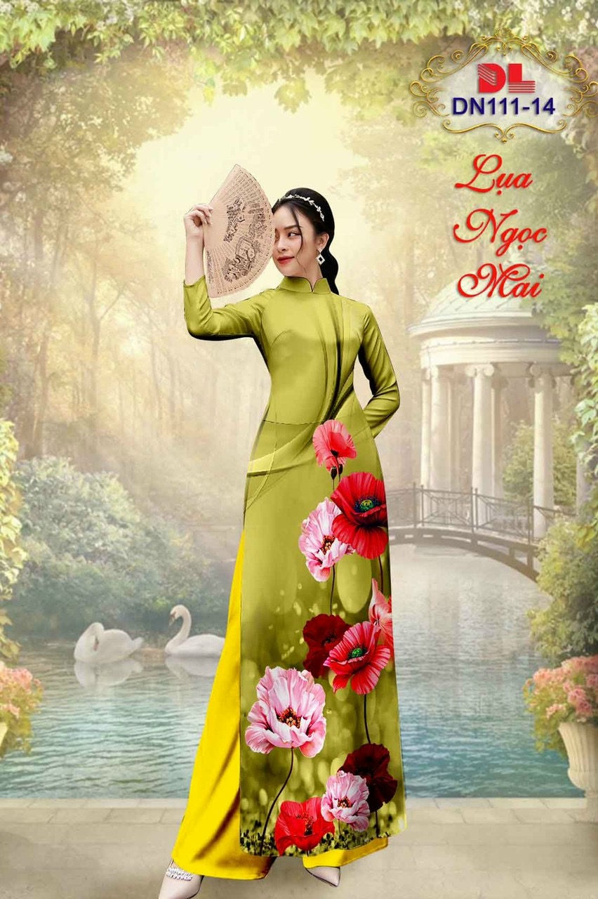 Vải áo dài hoa 3d dldn-111 - Ảnh 5