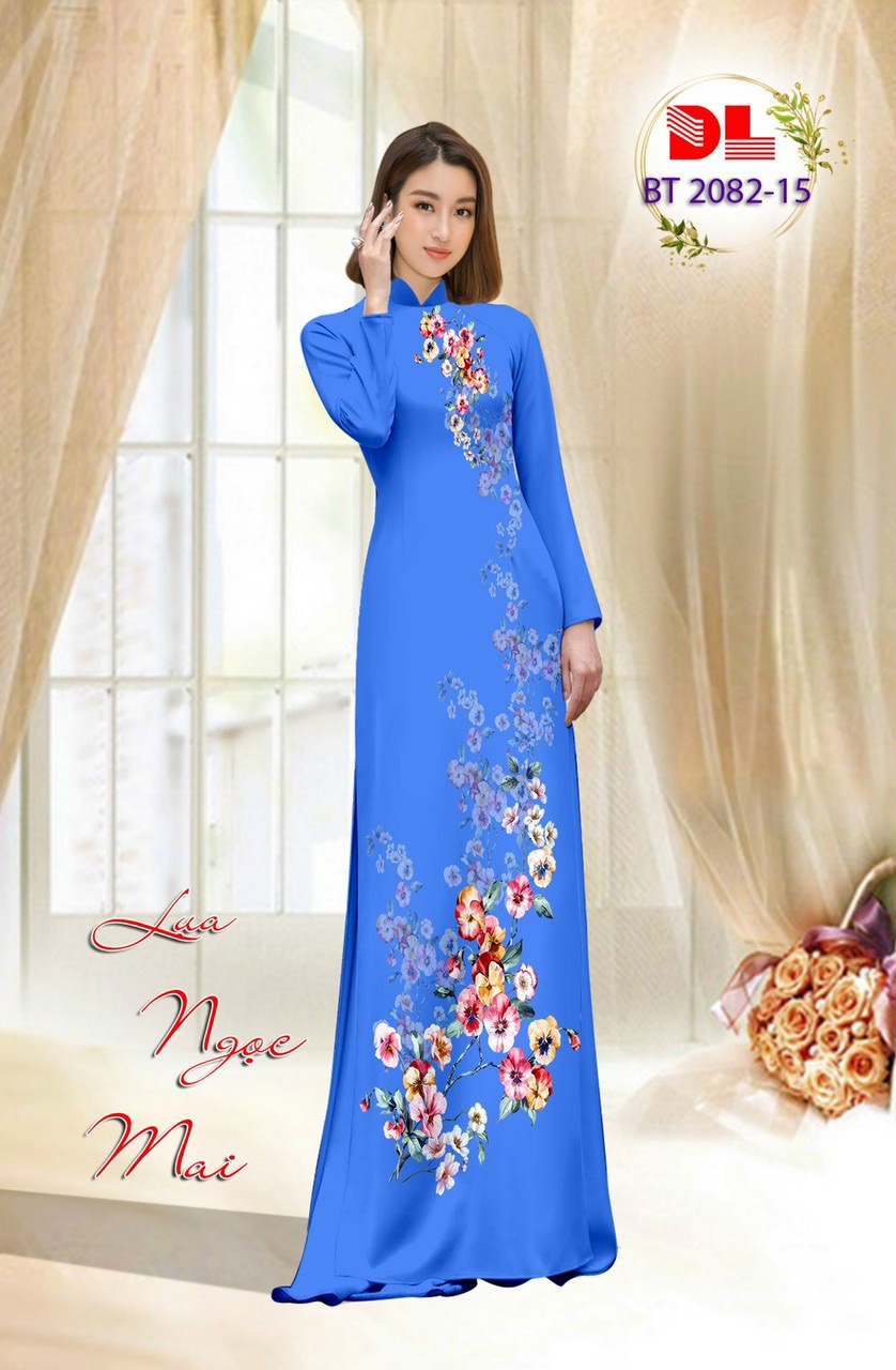 Vải áo dài hoa 3d dlbt-2082 - Ảnh 5
